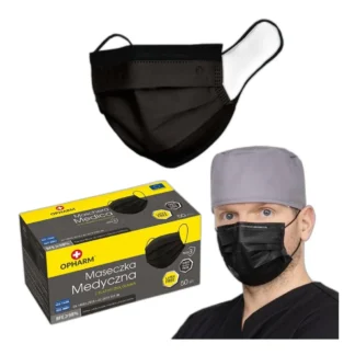 Surgical Medical Masks Black Type IIR, 50 pcs. OPHARM — zdjęcie 1